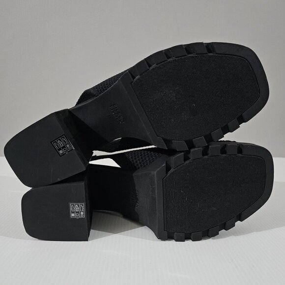 NEW Eileen Fisher Cue Sandal 11 Black Stretch Knit Slingback Chunky Platform - Picture 11 of 13